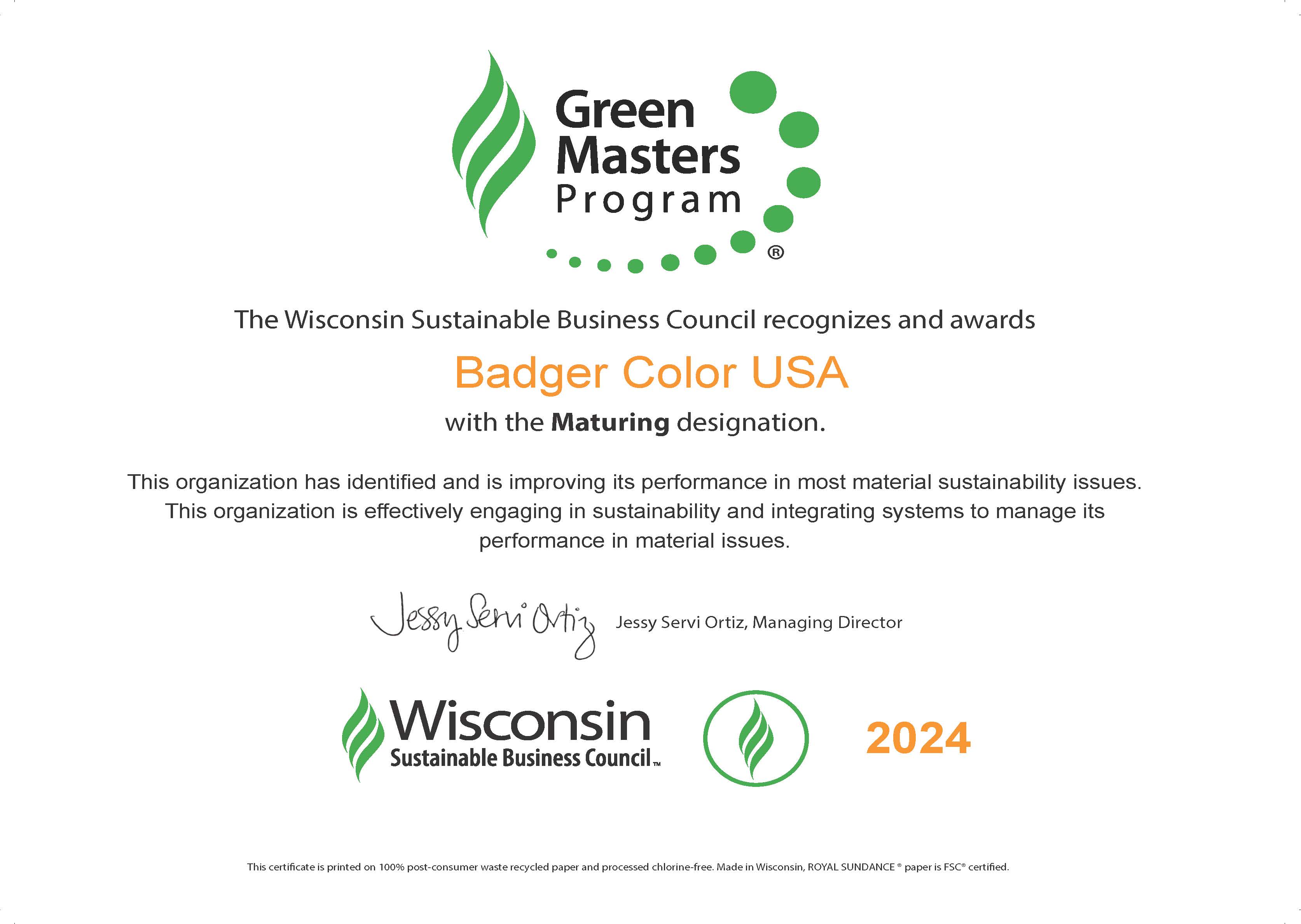 Green Masters Program  - The Wisconsin Sustainable Business Council